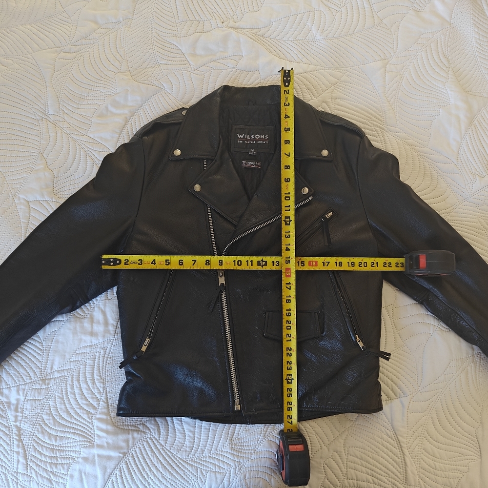 Wilson's-Mens Size Medium-Black Genuine leather-Rockabilly Style Jacket